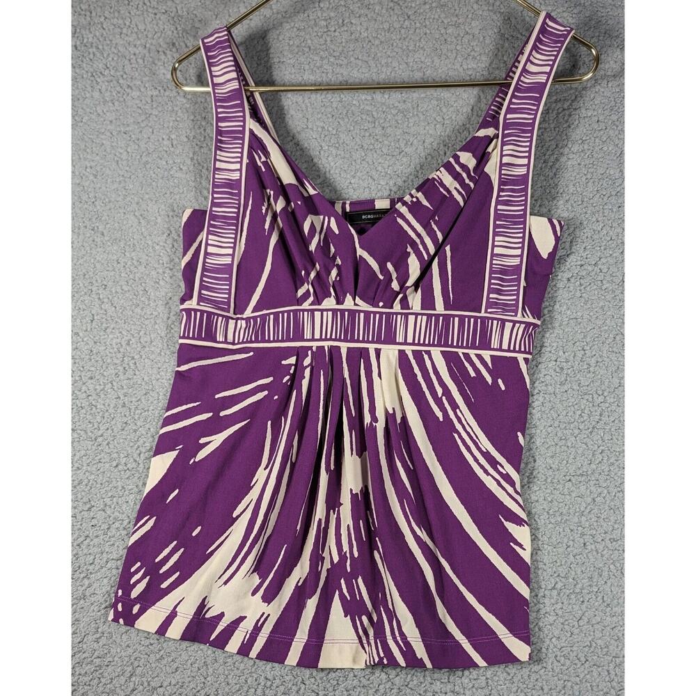 BCBGMaxAzria Tank Top Blouse Womens Medium Purple Tan Tank Top Blouse